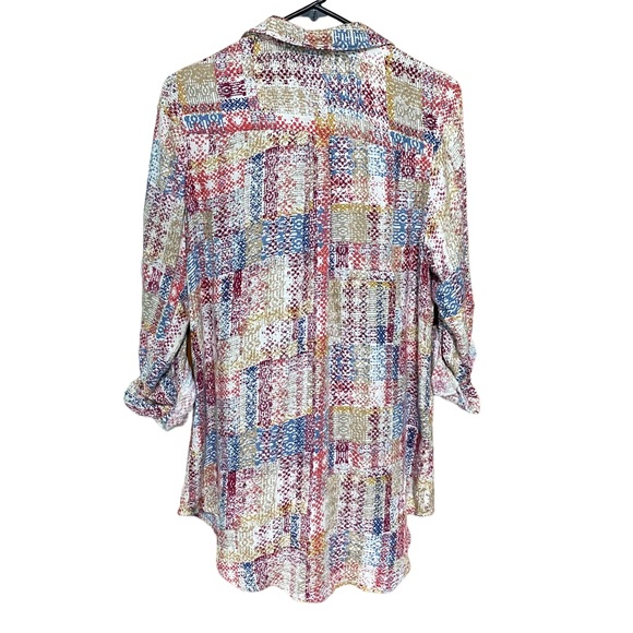 Caffe Marrakesh multicolor button down blouse long shirt size M - Picture 2 of 3